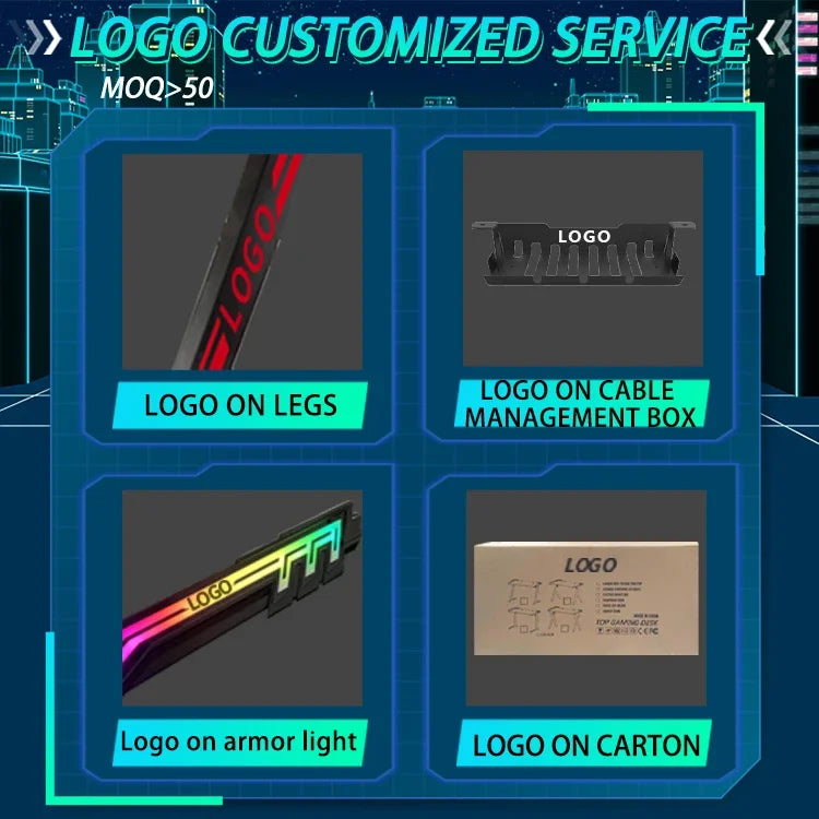 Factory wholesale black gaming room computer desk for gaming pc custom cheap gaming table R shaped large rgb silla gamer