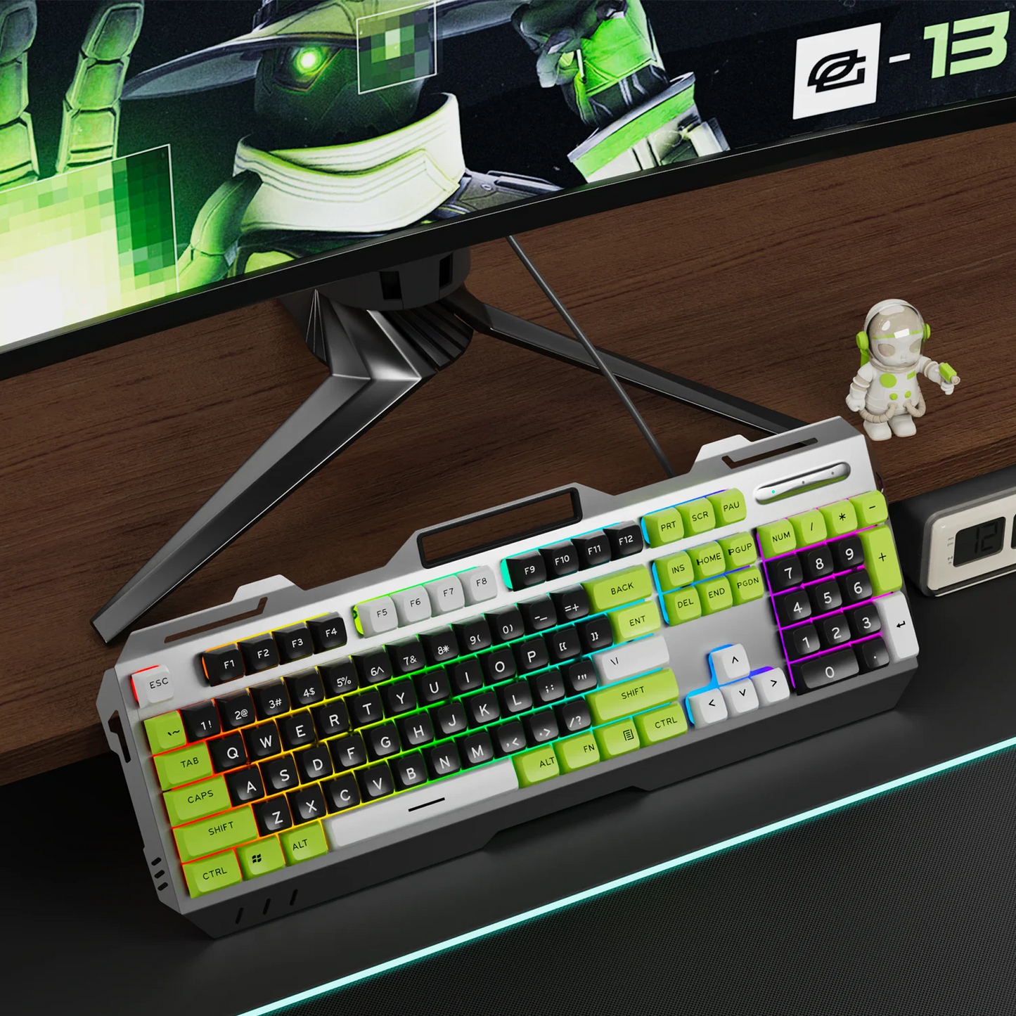 EWEADN GX90 Gaming Keyboard Wired, LED Backlit,Silent,Perfect for Gaming&Office, Ergonomic Design, Durable, for PC, Gaming, Work