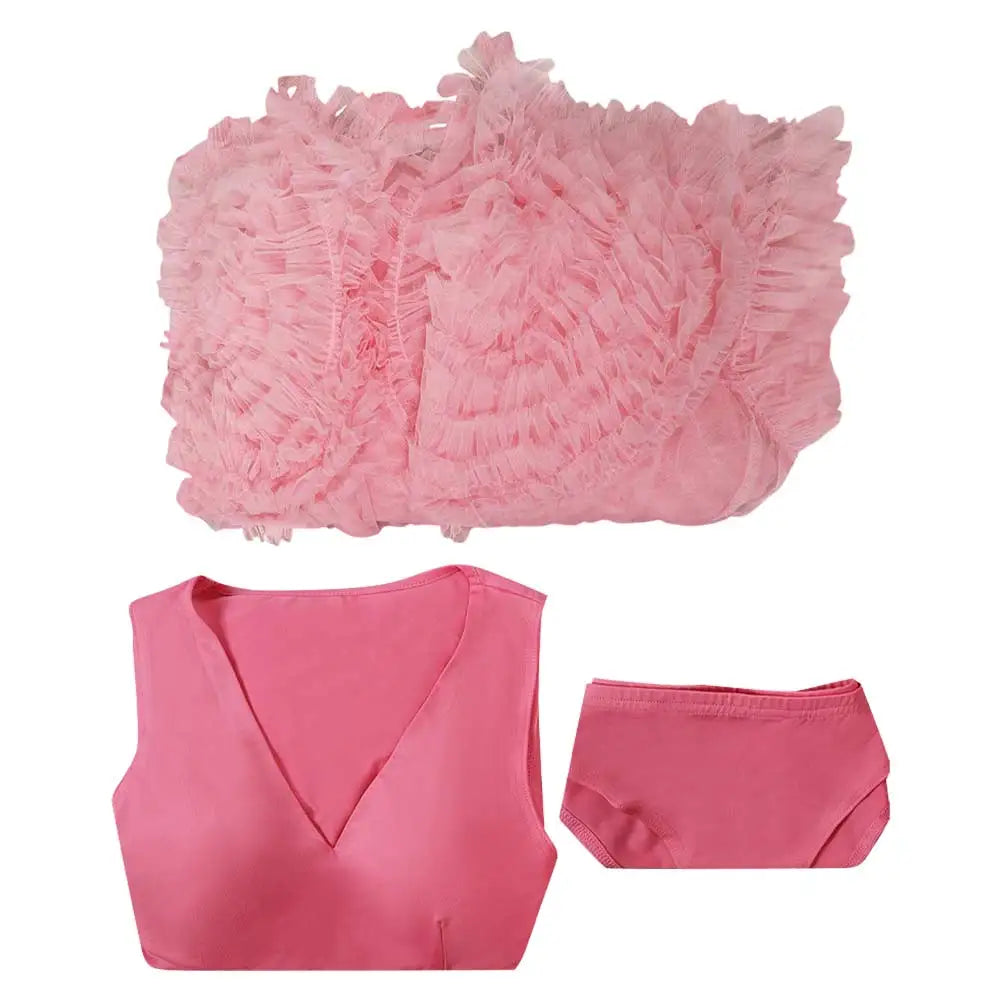 2024 Movie Wiked Fantasia Glinda Cosplay Pink Sleepwear Costume Women Coat Dress Night Wears Outfits Halloween Carnival Suit