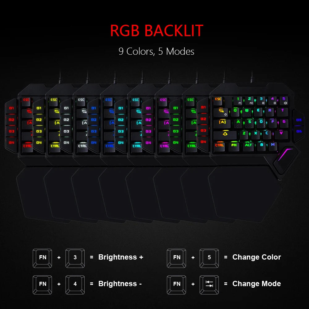 Mini One-Handed Mechanical Gaming Keyboard K50 RGB Backlit Portable Mini Gaming Keypad Game Controller for PC PS4 Xbox Gamer