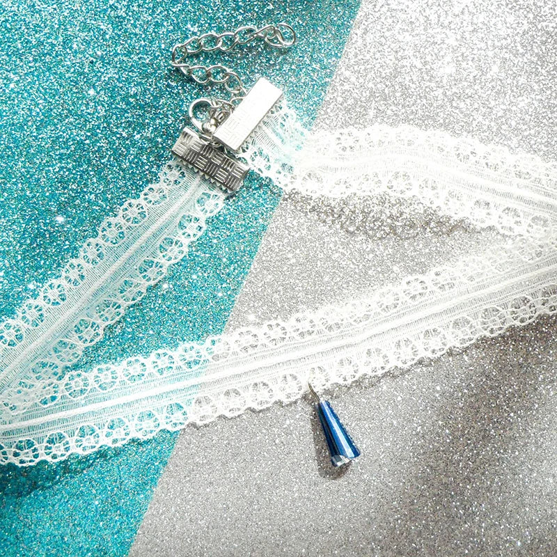 Choker Necklace For Women Elegant White Lace Velvet Stretch Strip Flower Star Pendant Short Clavicle Necklace Aesthetic Jewelry