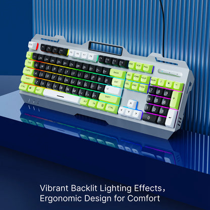 EWEADN GX90 Gaming Keyboard Wired, LED Backlit,Silent,Perfect for Gaming&Office, Ergonomic Design, Durable, for PC, Gaming, Work