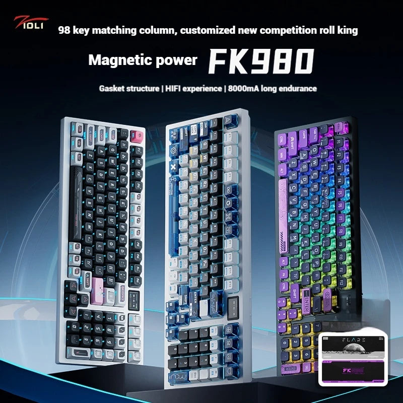 Zidli Fk980 Optical Axis Gaming Mechanical Keyboard 99 Key Pbt Keycap Gaming Keyboard Tablet Laptop Office Gaming Accessories