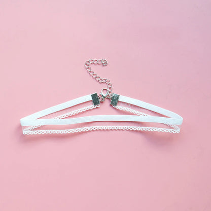Choker Necklace For Women Elegant White Lace Velvet Stretch Strip Flower Star Pendant Short Clavicle Necklace Aesthetic Jewelry