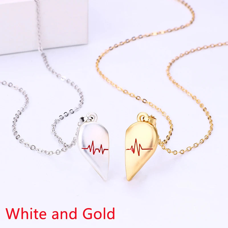 Korean Fashion Magnetic Couple Necklace For Lovers Gothic Punk Heart Pendant Necklace For Men Women Necklaces Party Gift Jewelry