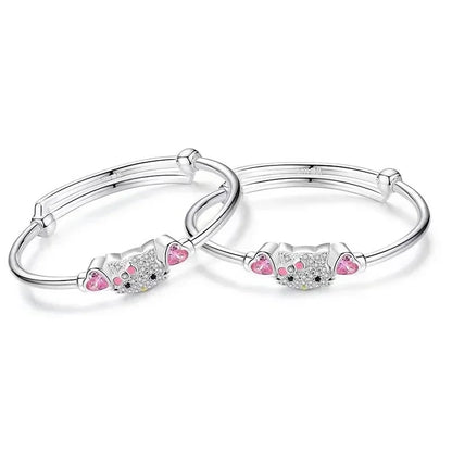 Hello Kitty Necklace Sanrio Anime Character Pink Peach Heart Crystal Cat Push-Pull Bracelet Pendant Couple Decoration Girl Gift