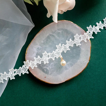 Choker Necklace For Women Elegant White Lace Velvet Stretch Strip Flower Star Pendant Short Clavicle Necklace Aesthetic Jewelry