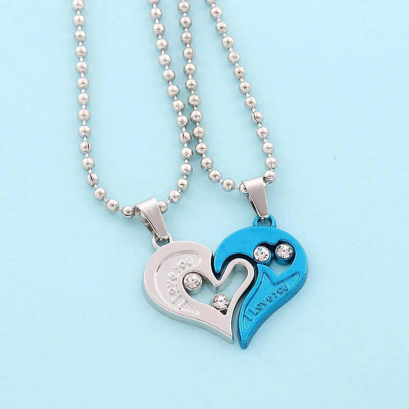 Korean Fashion Magnetic Couple Necklace For Lovers Gothic Punk Heart Pendant Necklace For Men Women Necklaces Party Gift Jewelry