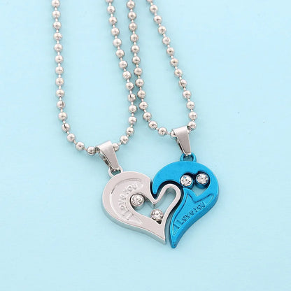 Korean Fashion Magnetic Couple Necklace For Lovers Gothic Punk Heart Pendant Necklace For Men Women Necklaces Party Gift Jewelry