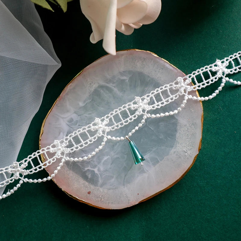 Choker Necklace For Women Elegant White Lace Velvet Stretch Strip Flower Star Pendant Short Clavicle Necklace Aesthetic Jewelry