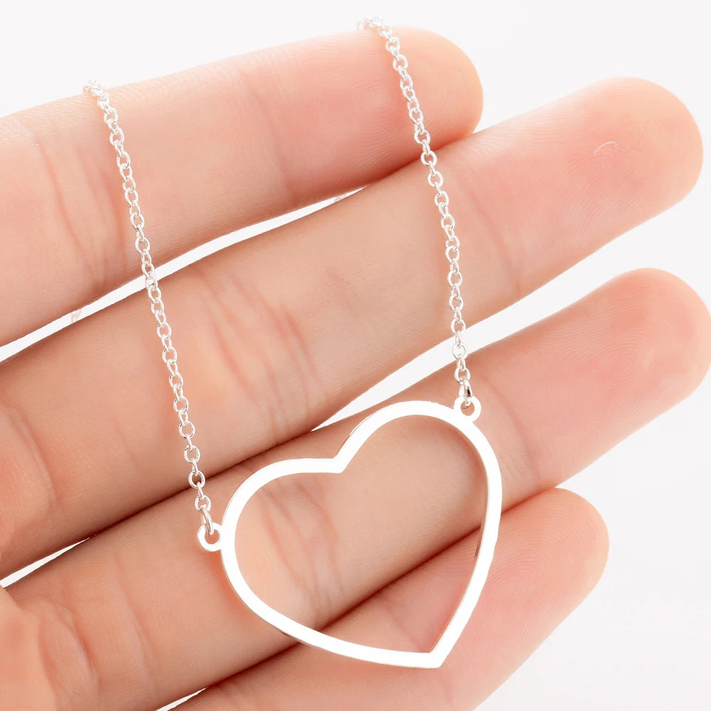 Stainless Steel Heart Pendant Choker Necklace For Women Birthday Gifts Clavicle Chain Aesthetic Jewelry Wholesale Charms