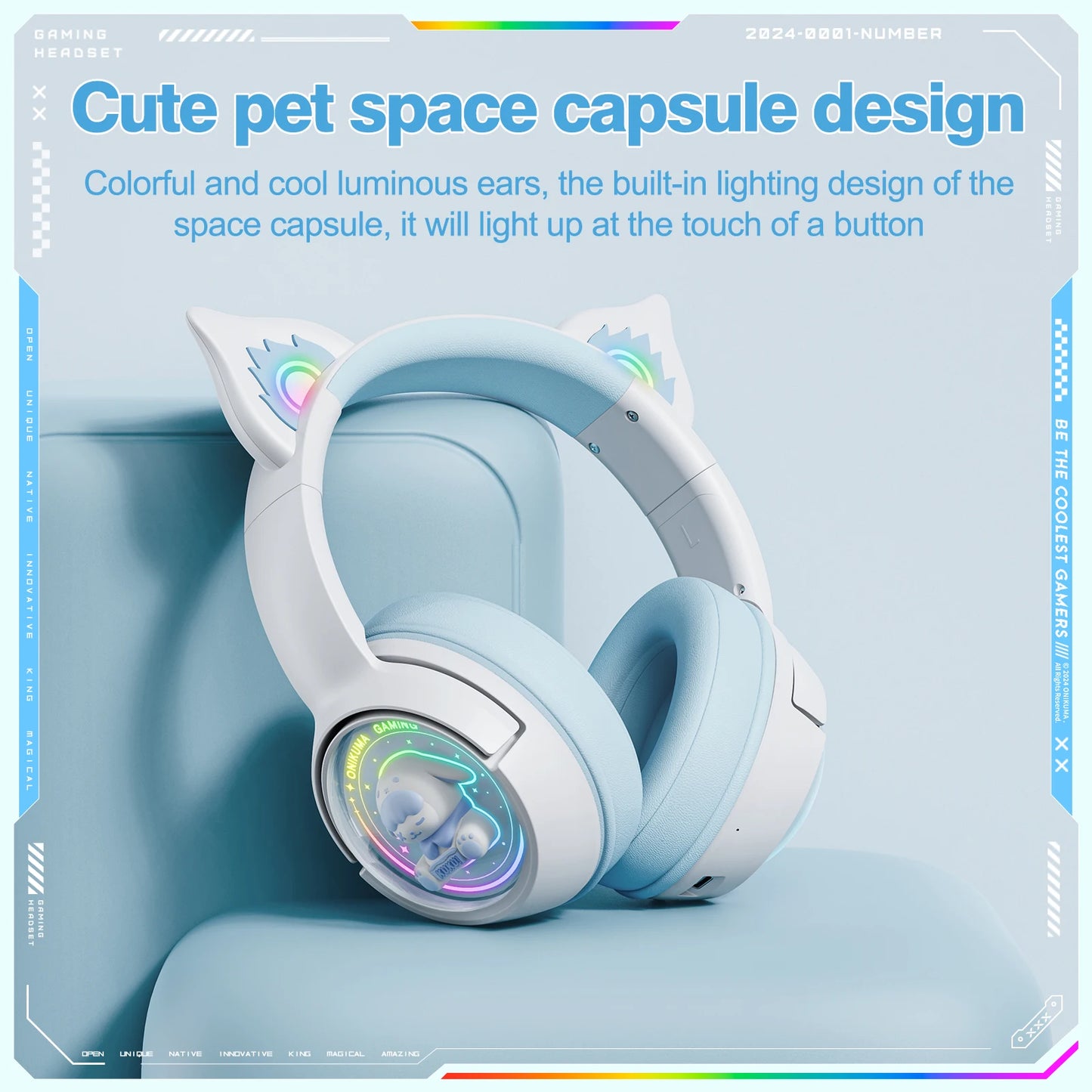 ONIKUMA B5 Wireless Gaming Headphone With RGB Lighting HD Mic Headsets Stereo Gamer Computer Earphones Gaming Headset For PC PS5