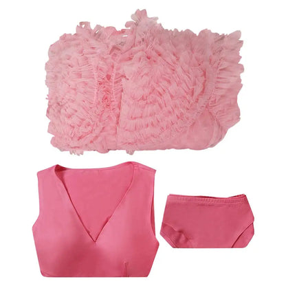 2024 Movie Wiked Fantasia Glinda Cosplay Pink Sleepwear Costume Women Coat Dress Night Wears Outfits Halloween Carnival Suit