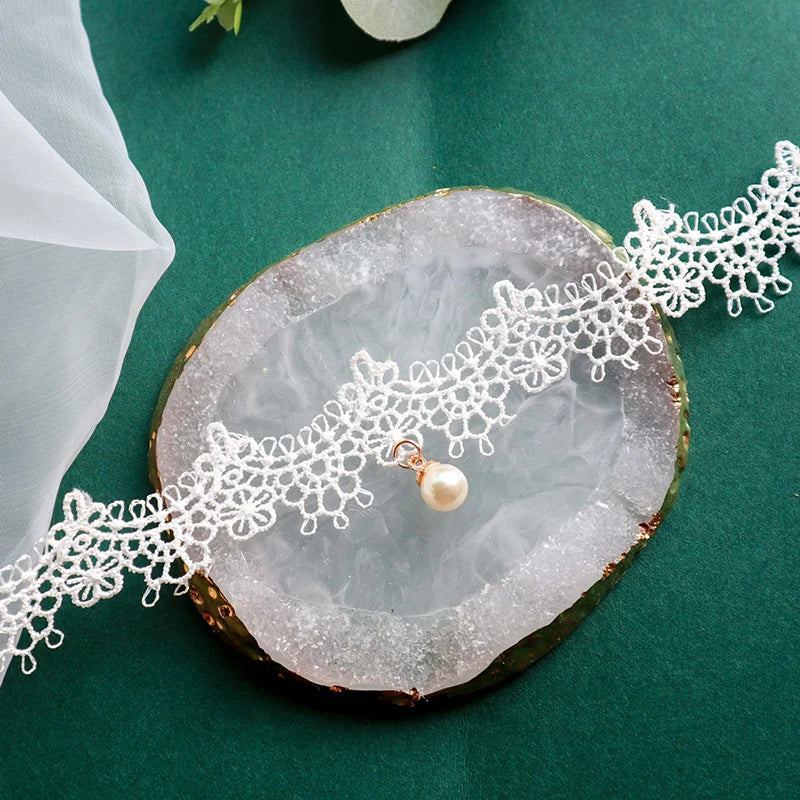 Choker Necklace For Women Elegant White Lace Velvet Stretch Strip Flower Star Pendant Short Clavicle Necklace Aesthetic Jewelry