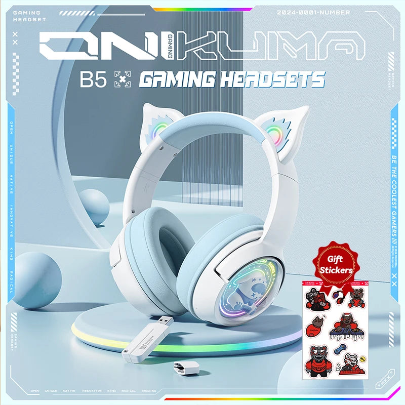 ONIKUMA B5 Wireless Gaming Headphone With RGB Lighting HD Mic Headsets Stereo Gamer Computer Earphones Gaming Headset For PC PS5