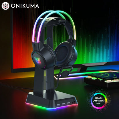 Onikuma Gaming Headset with Flexible HD Microphone, Gamer Headset, RGB Headphone, 3.5mm for PC, PS4, Xbox, PS5 Switch, Computer