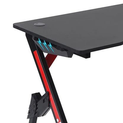 Factory wholesale black gaming room computer desk for gaming pc custom cheap gaming table R shaped large rgb silla gamer