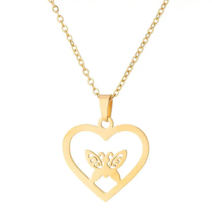 Stainless Steel Heart Pendant Choker Necklace For Women Birthday Gifts Clavicle Chain Aesthetic Jewelry Wholesale Charms