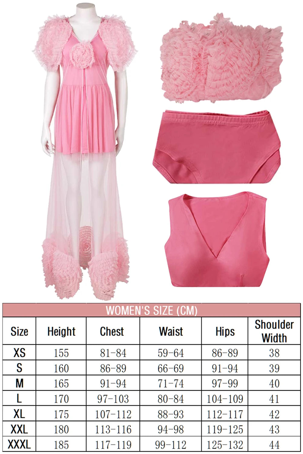 2024 Movie Wiked Fantasia Glinda Cosplay Pink Sleepwear Costume Women Coat Dress Night Wears Outfits Halloween Carnival Suit