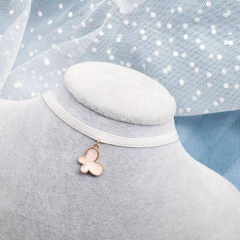 Choker Necklace For Women Elegant White Lace Velvet Stretch Strip Flower Star Pendant Short Clavicle Necklace Aesthetic Jewelry