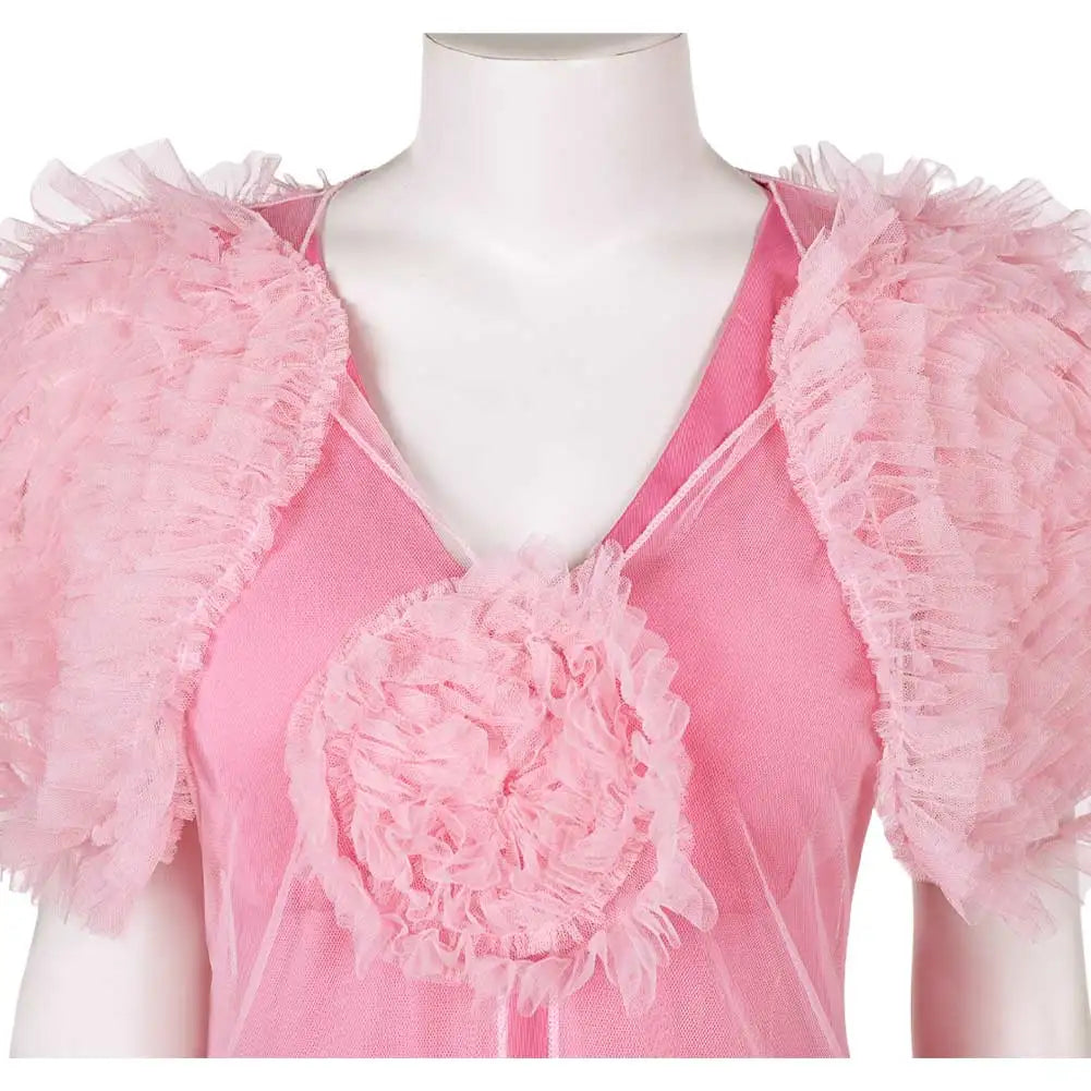 2024 Movie Wiked Fantasia Glinda Cosplay Pink Sleepwear Costume Women Coat Dress Night Wears Outfits Halloween Carnival Suit