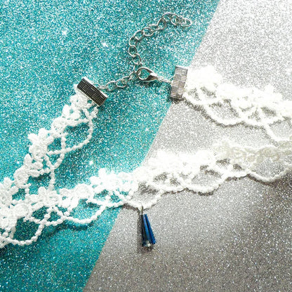 Choker Necklace For Women Elegant White Lace Velvet Stretch Strip Flower Star Pendant Short Clavicle Necklace Aesthetic Jewelry