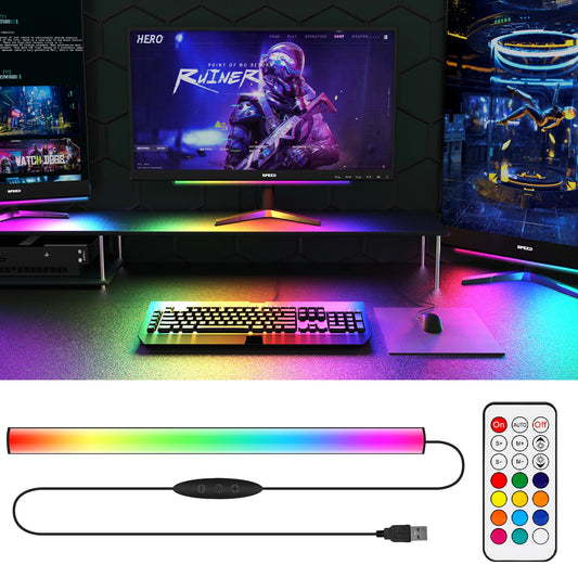 Ambient Gaming Lights Under Monitor Light Ambiance Backlights with Remote Controller USB Powered for Gaming PC Setup Desk Stand