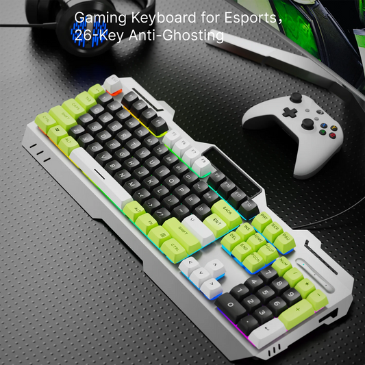 EWEADN GX90 Gaming Keyboard Wired, LED Backlit,Silent,Perfect for Gaming&Office, Ergonomic Design, Durable, for PC, Gaming, Work