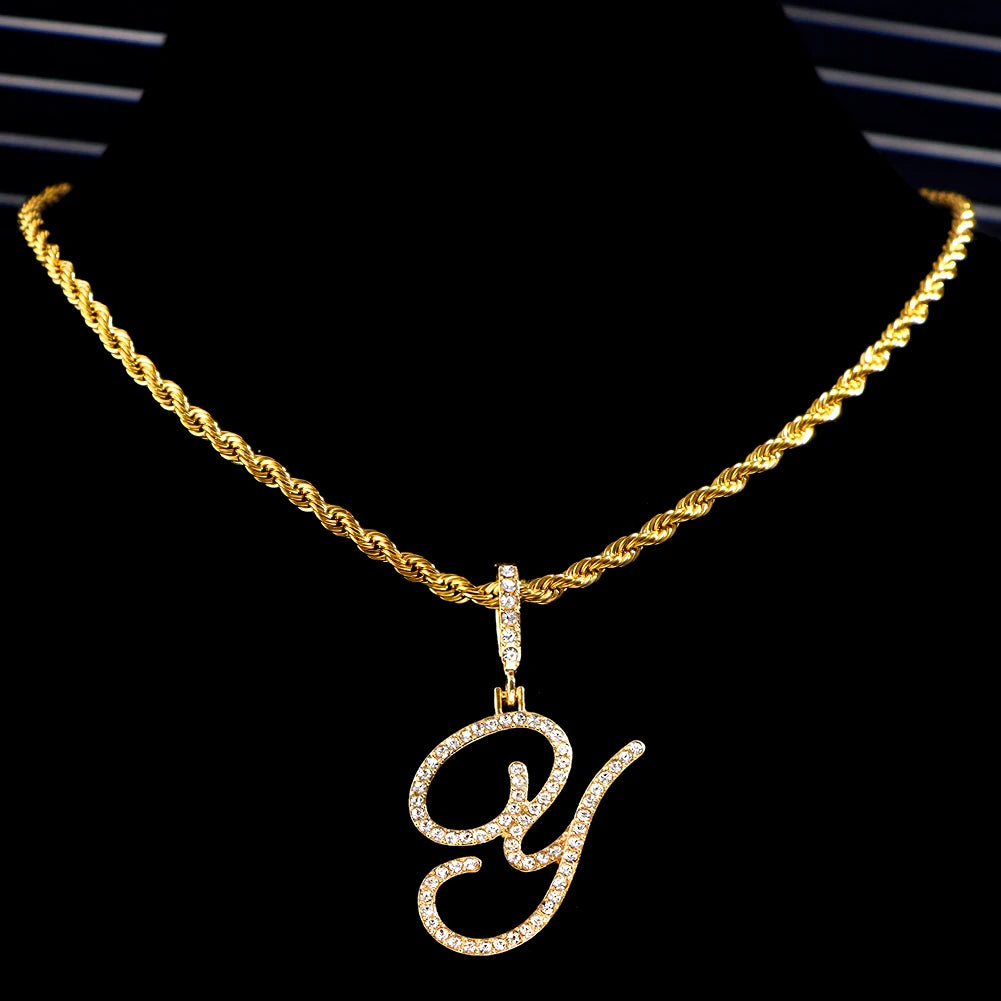 Stainless Steel Rope Chain with CZ Letter Necklace for Women Personalized Initial Pendant Necklaces Fashion Jewelry Gift