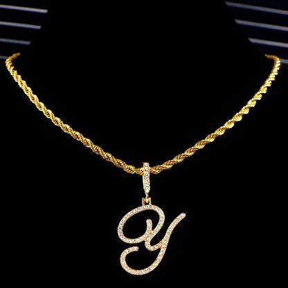 Stainless Steel Rope Chain with CZ Letter Necklace for Women Personalized Initial Pendant Necklaces Fashion Jewelry Gift