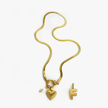 Peri'sbox Tarnish Free Fashion Unusual Jewelry Freshwater Pearl Heart Pendant Necklace for Women A choice of 26 Letters Pendants