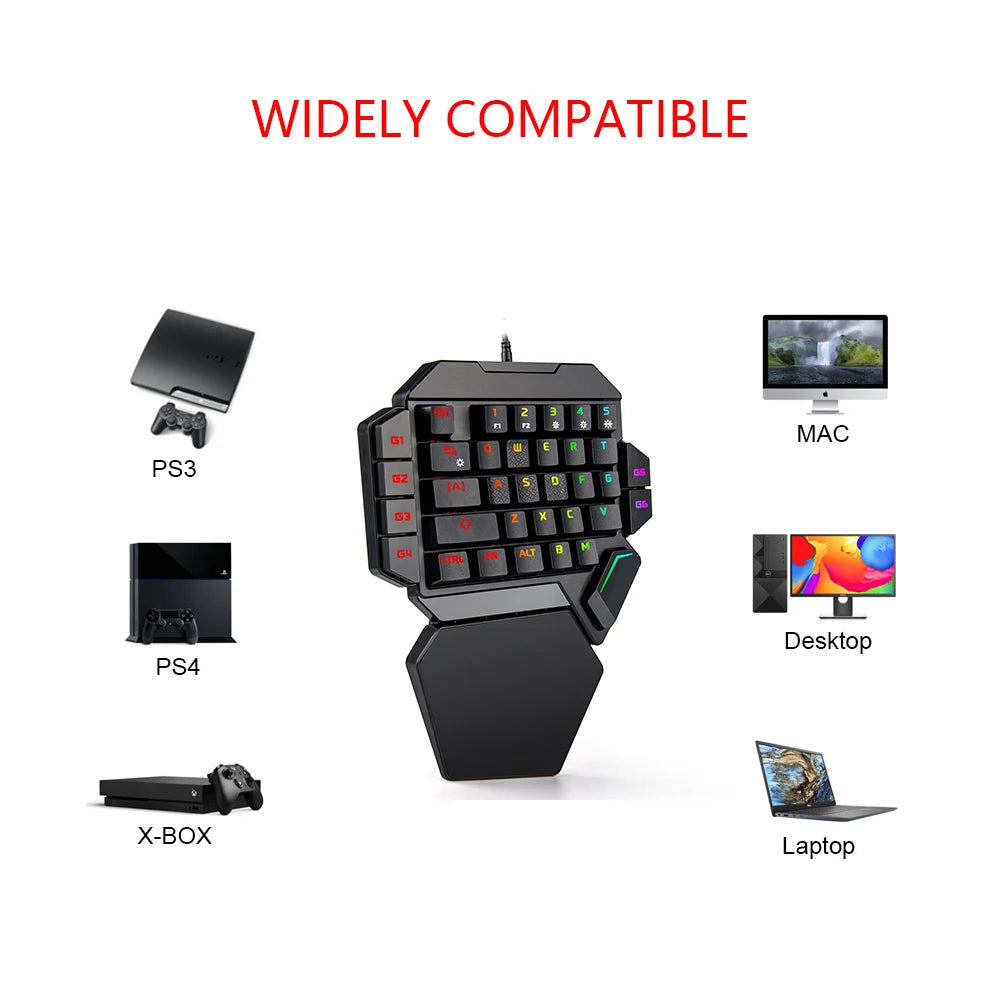 Mini One-Handed Mechanical Gaming Keyboard K50 RGB Backlit Portable Mini Gaming Keypad Game Controller for PC PS4 Xbox Gamer