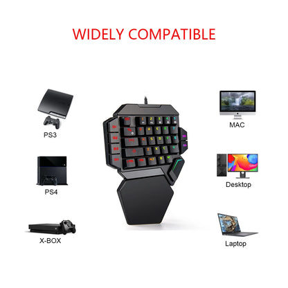 Mini One-Handed Mechanical Gaming Keyboard K50 RGB Backlit Portable Mini Gaming Keypad Game Controller for PC PS4 Xbox Gamer