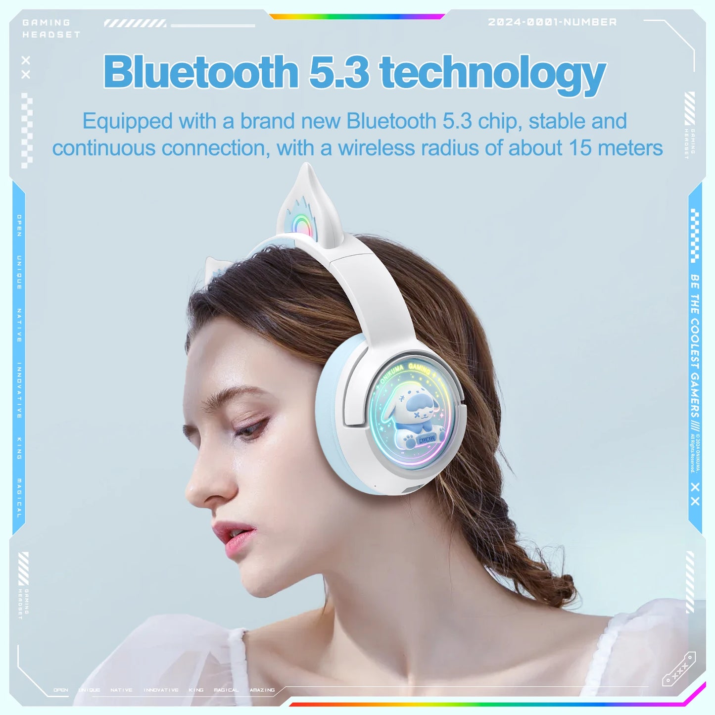 ONIKUMA B5 Wireless Gaming Headphone With RGB Lighting HD Mic Headsets Stereo Gamer Computer Earphones Gaming Headset For PC PS5
