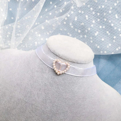 Choker Necklace For Women Elegant White Lace Velvet Stretch Strip Flower Star Pendant Short Clavicle Necklace Aesthetic Jewelry