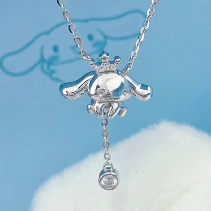 Sanrio Hello Kitty Necklace Anime Character Pink Peach Heart Crystal Cat Push-Pull Bracelet Pendant Couple Decoration Girl Gift