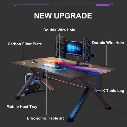 2024 Wholesale K Shaped Large Gaming Desk High Quality Racing Gaming Table Design PC Gaming Desk for E-sports