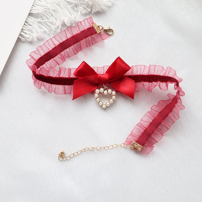 Fashion Choker Necklace For Women Sexy Black White Lace Stretch Strip Pendant Short Clavicle Gothic Necklace Aesthetic Jewelry