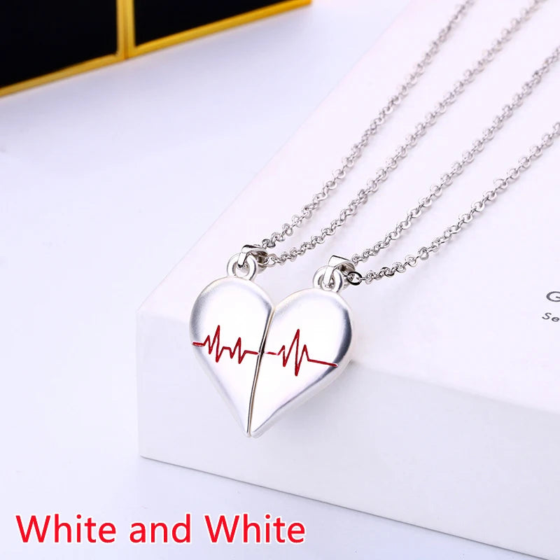 Korean Fashion Magnetic Couple Necklace For Lovers Gothic Punk Heart Pendant Necklace For Men Women Necklaces Party Gift Jewelry