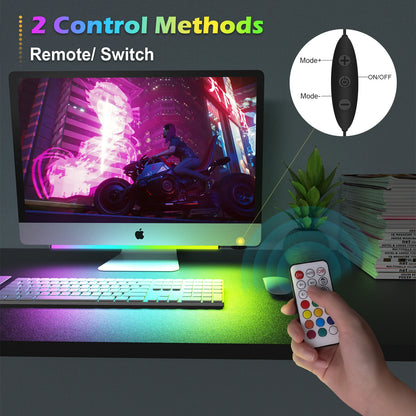 Ambient Gaming Lights Under Monitor Light Ambiance Backlights with Remote Controller USB Powered for Gaming PC Setup Desk Stand