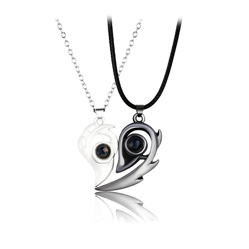 Korean Fashion Magnetic Couple Necklace For Lovers Gothic Punk Heart Pendant Necklace For Men Women Necklaces Party Gift Jewelry