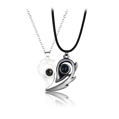 Korean Fashion Magnetic Couple Necklace For Lovers Gothic Punk Heart Pendant Necklace For Men Women Necklaces Party Gift Jewelry