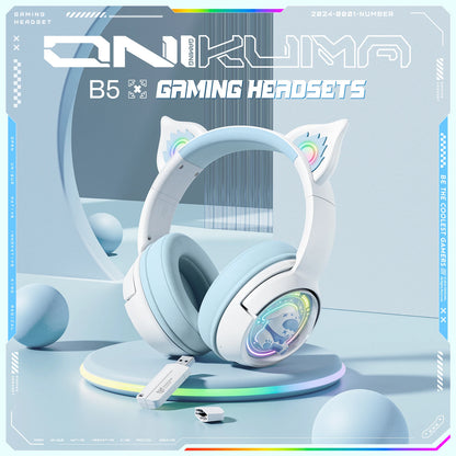 ONIKUMA B5 Wireless Gaming Headphone With RGB Lighting HD Mic Headsets Stereo Gamer Computer Earphones Gaming Headset For PC PS5