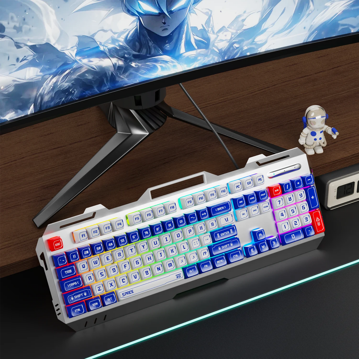 EWEADN GX90 Gaming Keyboard Wired, LED Backlit,Silent,Perfect for Gaming&Office, Ergonomic Design, Durable, for PC, Gaming, Work